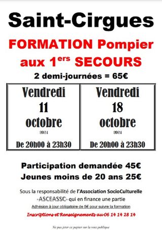 Formation premiers secours à Saint-Cirgues