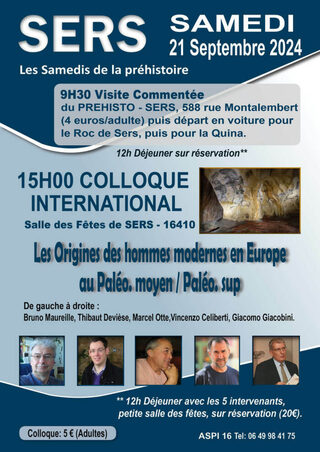 Colloque international sur la Préhistoire, accompagné de trois visites de sites.