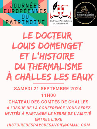 Conférence Le docteur Louis Domenger et l'histoire du thermalisme à Challes les 