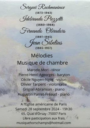 Promenade musicale avec Rachmaninov, Sibelius, Obradors, Pizzetti