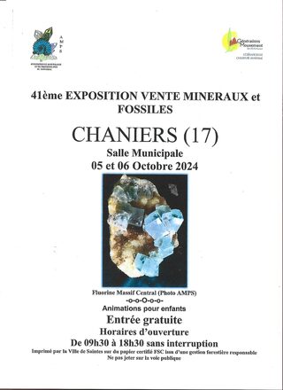 Vente exposition minéraux et fossiles