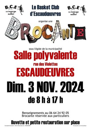 Brocante - organisé par le basket club d'Escaudoeuvres 🛍️