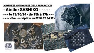 Atelier Sashiko au magasin Frip'Art-La Recyclerie de la Régie de Quartiers de Ve