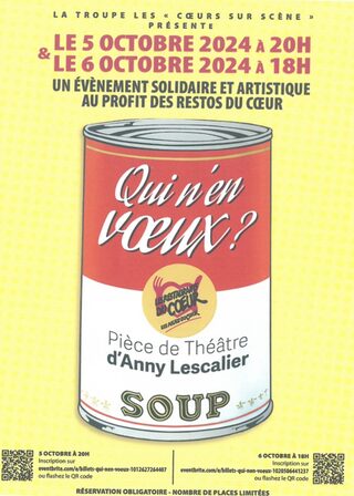 Théâtre solidaire au profit des Restos du Cœur : 